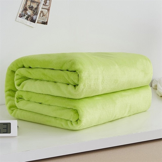 Plaid Polaire Chaud Uni Vert Pomme | Univers Plaid 